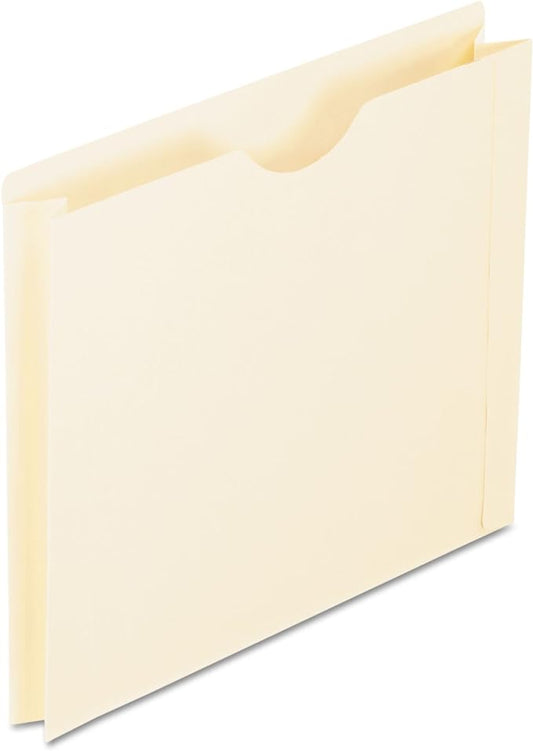 Pendaflex File Jackets, Letter Size, Manila, 2" Expansion, Reinforced Straight-Cut Tabs with Thumb Cut, 50 per Box (22200EE), Beige