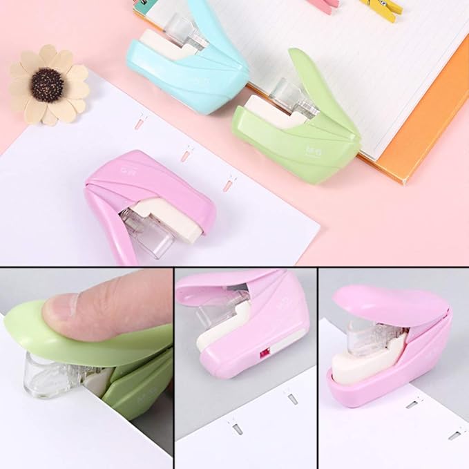 Pocket Stapler Stapleless Stapler School Office Tools Paper Capacity 8 Sheets Effortless for Student, As Described
