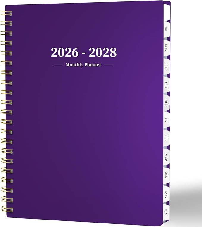 2026-2028 Monthly Planner - 2 Year Monthly Planner Calendar 2026-2028, Jul 2026 - Jun 2028, 8.5" x 11", 24 Months, Spiral-Bound, Tabs, Holidays, Notes, Ideal for School Office Home Planning