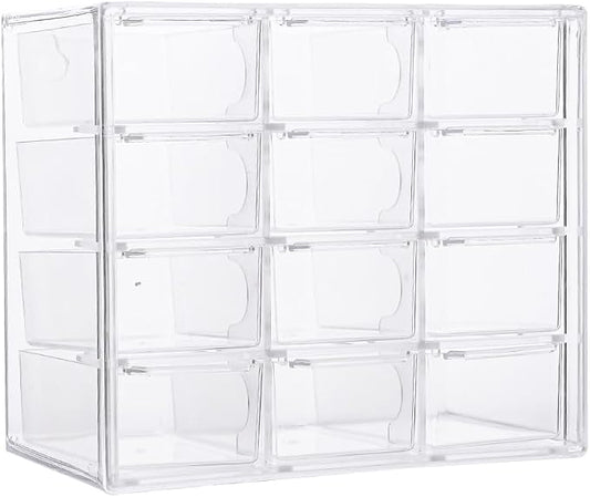 Acrylic Drawer Organizer, Clear Desk Organizer with Drawer, Plastic Stackable Storage Drawers with 12 Drawers, Dustproof for Jewelry, Craft, Office Supplies