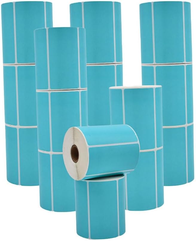 WOD Turquoise Direct Thermal Label Rolls - 4 x 2 inch, 725 Nametag Stickers per Roll (Pack of 16) Permanent Adhesive Color Coding, Labeling, Inventory Management at Home, Business, and Classroom.