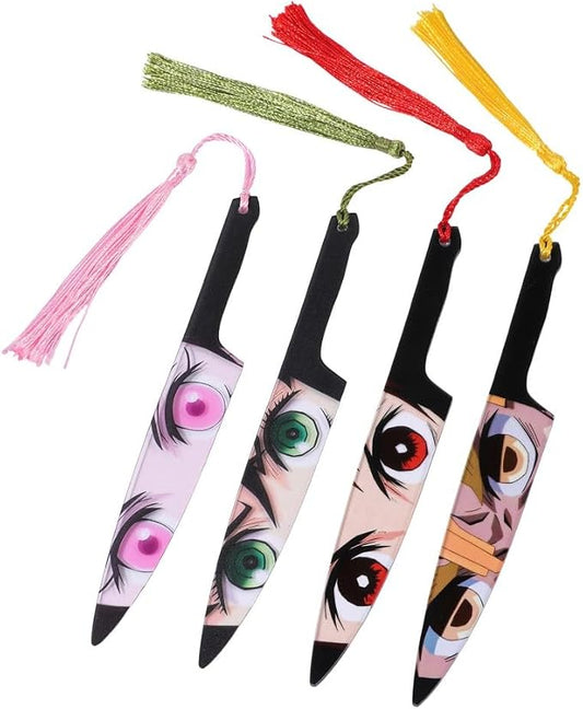 Anime Demon Kamado Acrylic Bookmark - Anime Tanjiron Zenitsu Giyuu Kyoujurou Figure Page Mark Reading Tool, Holiday Gifts for Reading Fans Book Lovers Bookworm (4PCS Set A)