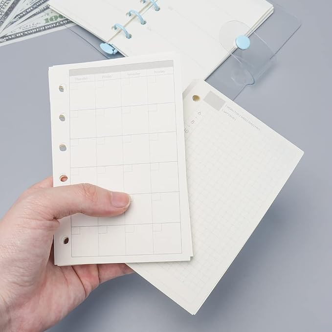AxeWoodz A7 Refill Paper 3 Pack Undated Daily, Weekly, Monthly Binder Inserts 6-Hole Punched Filler Paper for Planner, 135 Sheets/270 Pages Refillable