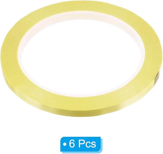 PATIKIL 1/4" Whiteboard Tape, 6 Pack Thin Dry Erase Tape for Graphic Chart Marking DIY Art, Light Yellow