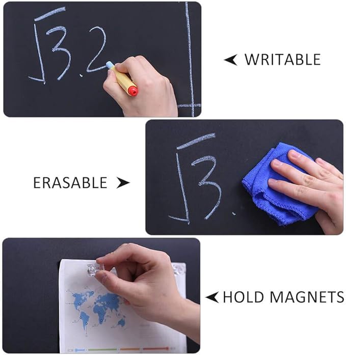 Chalkboard Roll Magnetic Receptive Blackboard Wall Sticker with Chalks, 36" x 24", Non-Adhesive Back Removable Reusable Thick Chalkboard for School Classroom/Office/Home