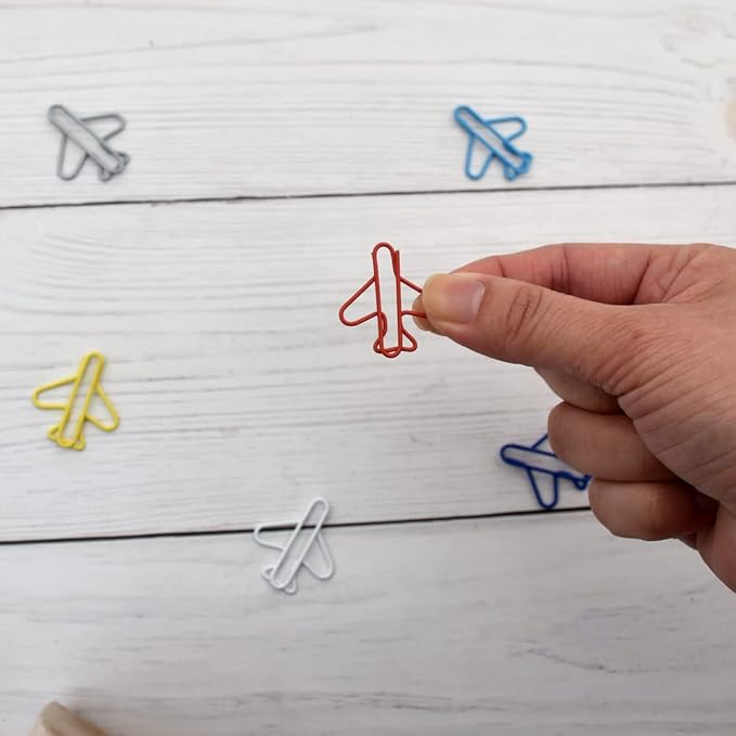 Vuzvuv 100Pcs Rainbow Creative Plane Paper Clips Assorted Colors Cute Metal Plane Shaped Bookmark Clips for Party Invitation Card Student Kids Gift Notebook Office Accessories Document Organization