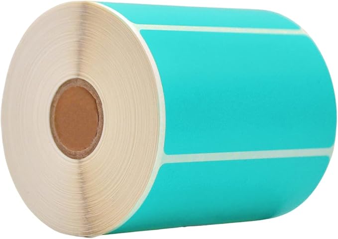 WOD Turquoise Direct Thermal Label Rolls - 4 x 2 inch, 725 Nametag Stickers per Roll, Permanent Adhesive for Color Coding, Labeling, Inventory Management at Home, Business, and Classroom.