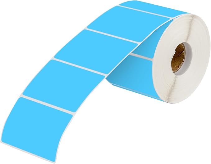 Muka 800 PCS 1.5" x 2.25" Blue Thermal Labels Color Label for Barcodes, Address, Consignment, Compatible with Thermal Label Printer