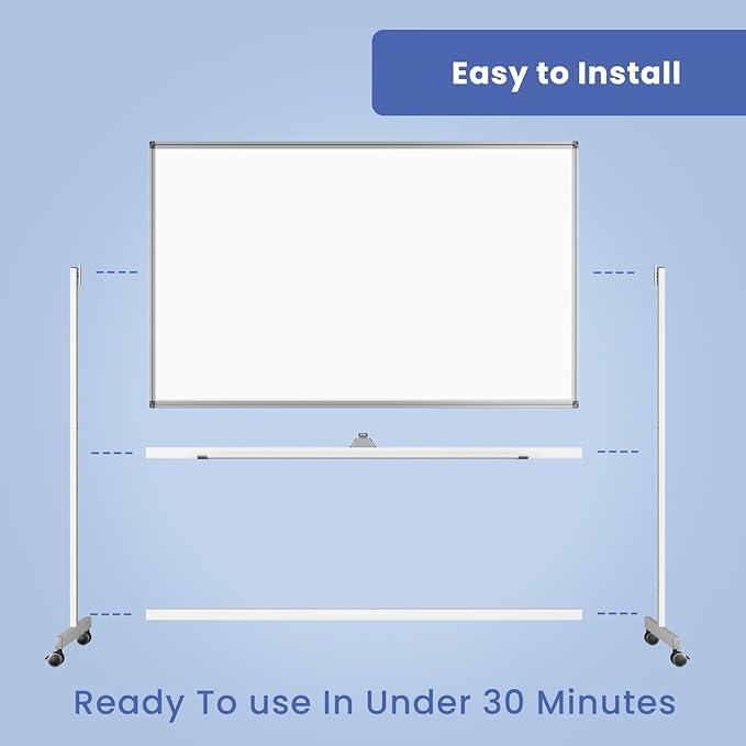 Rolling White Board on Wheels, 72" x 48" Large Dry Erase Board with Stand, Big Rolling Whiteboard for Home, Office, School (72" x 48")
