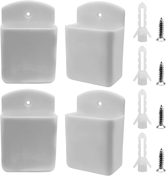 4pcs Remote Control Holder Wall Mount, Self Adhesive Pen Holder Storage Accessories for Home Office School/Home Users Office Workers （Wihite）