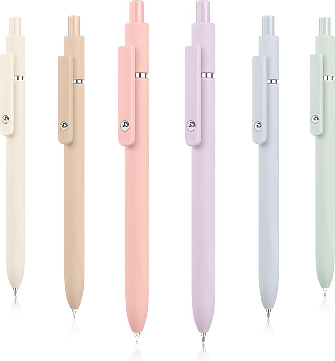 Hapikalor Easter Basket Essentials, Easter Basket Stuffers, 6 Pcs 0.5mm Gel Pens Black Ink Fine Point Pens With Smooth Writing, Gradient Color Cute Gifts for Women Stocking Stuffers for Teen Girls