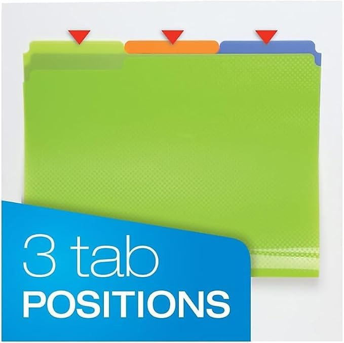 Oxford Poly File Folders, 6 Pack of Plastic File Folders, 1/3 Cut Tabs, for Letter Size Papers, Blue, Red, Orange, Light Blue, Green, Black (52004)