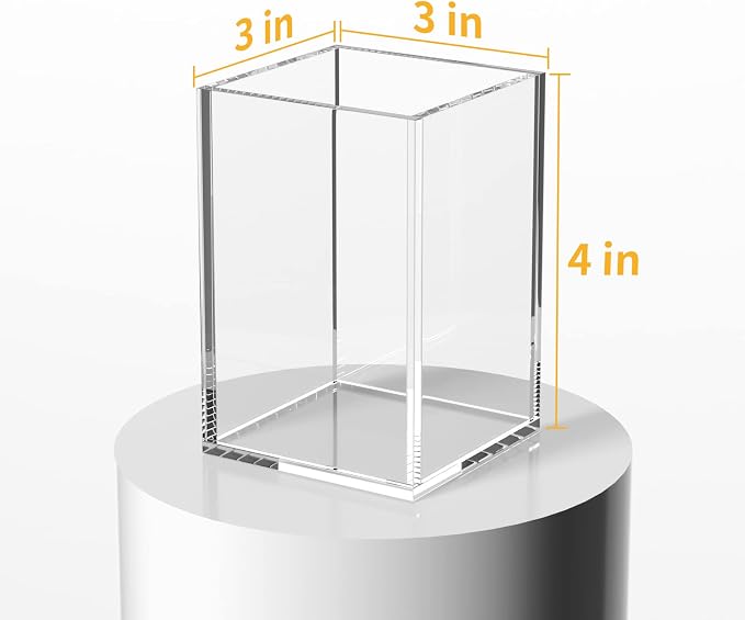 NIUBEE Acrylic Pen Holder 4 Pack,Clear Desktop Pencil Cup Stationery Organizer for Office Desk Accessory