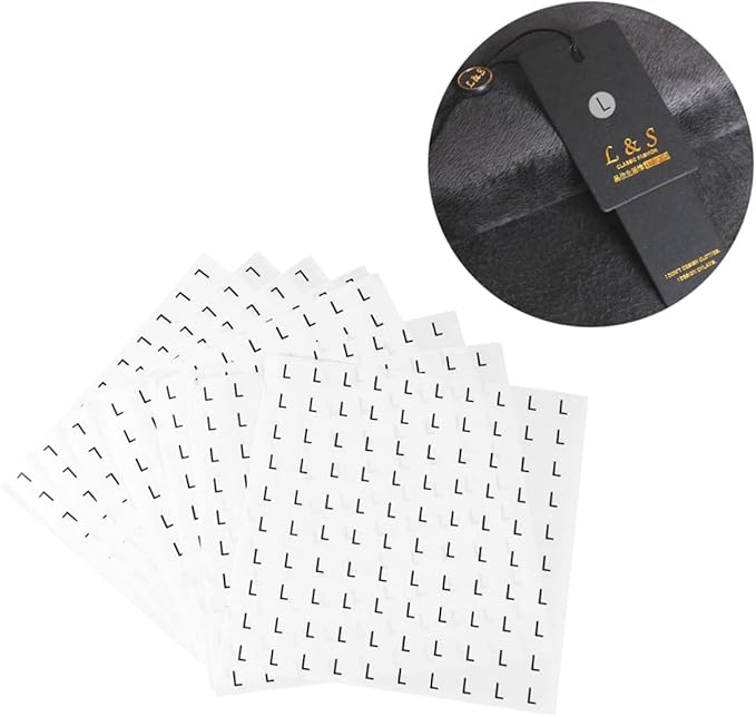 1000pc Clothing Labels Stickers Round White Bottom Stickers Xs s for Clothes Shoes and Hats Easy to Use and Identify for Merchants and Manufacturers