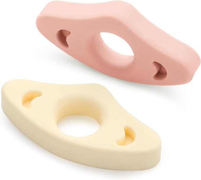 Book Page Holder, Silicone Book Thumb Page Holders for Reading Hands Free, Book Lovers Gifts & Book Accessories, 2 Pack (Small Size, Off White - Pink)