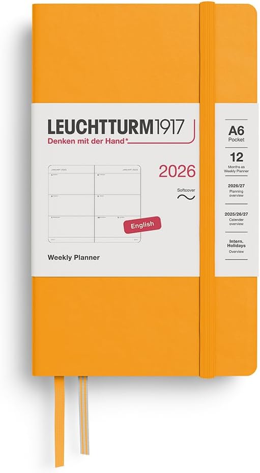 LEUCHTTURM1917 - Weekly Planner 2026, Softcover, Pocket (A6), Rising Sun (Jan 1 - Dec 31, 2026)