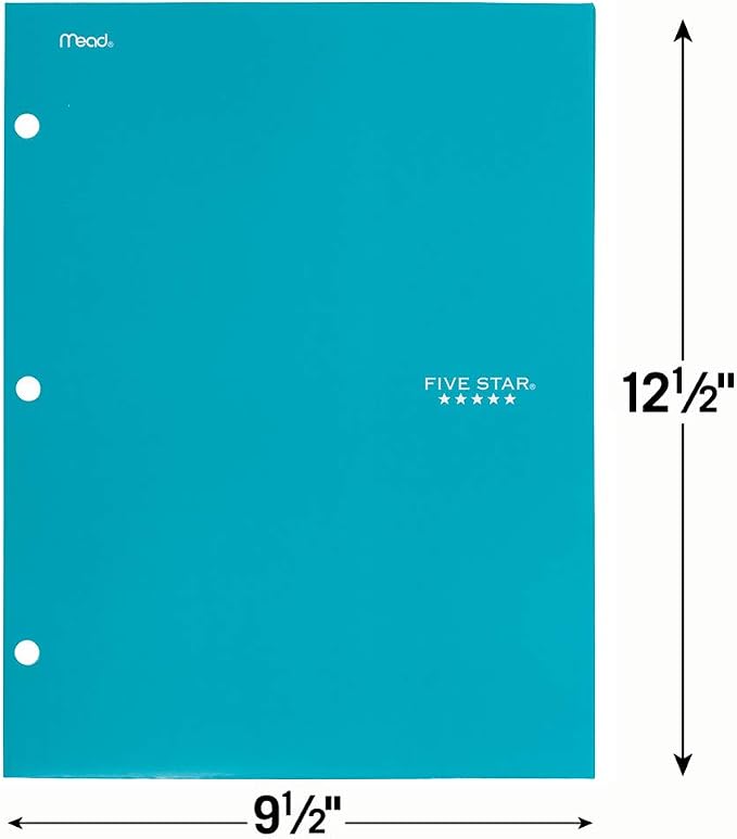 Five Star 4 Pocket Folder, 2 Pocket Folder Plus 2 Additional Pockets, Teal (72087)