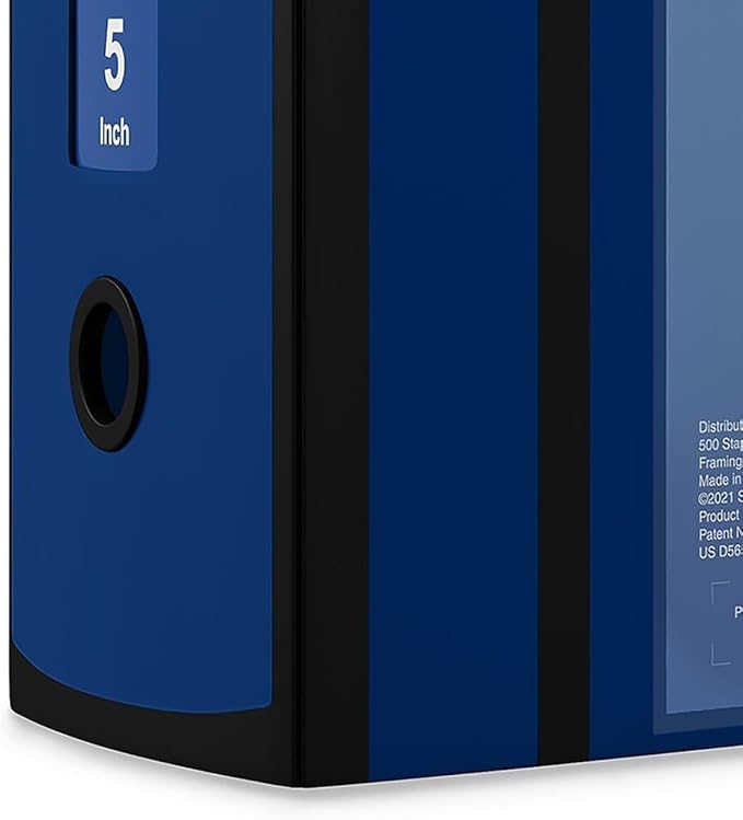 Staples Better Binder, 5" D‑Ring Heavy‑Duty View Binder, Blue, Reinforced Spine, High‑Capacity 3‑Ring Binder, Holds up to 1,000 Sheets