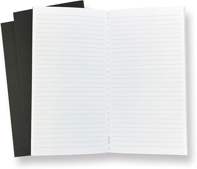 RICCO BELLO Travelers Notebook Refill Inserts, Lined, Black Kraft Cover, 4.25 x 8.25 inches (Set of 3)