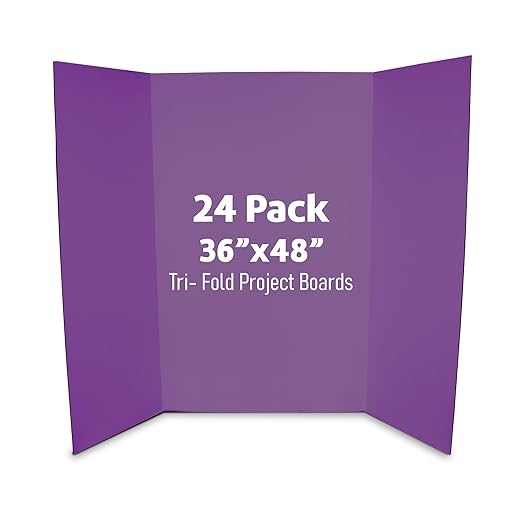 Flipside Products 36” x 48” Project Boards for Presentations, Science Fair, School Projects, Event Displays and Trifold Picture Board, Proudly Made in USA - Purple - 24 Pack