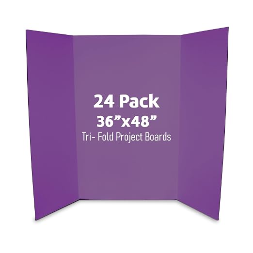 Flipside Products 36” x 48” Project Boards for Presentations, Science Fair, School Projects, Event Displays and Trifold Picture Board, Proudly Made in USA - Purple - 24 Pack