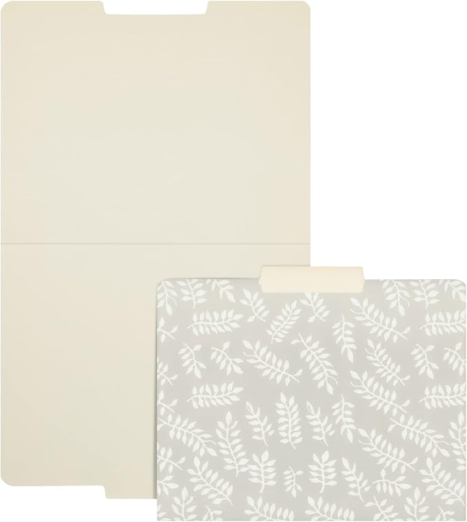Juvale 12-Pack Cute Pastel Decorative File Folders - Letter Size (11.5 x 9.5 in) - Modern Floral Assortment & Solids - 1/3 Cut Tabs for Office Organization & School Supplies
