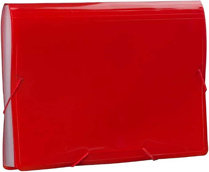 JAM PAPER Accordion Folders - 13 Pocket Plastic Expanding File - Legal Size - 10 x 15 - Red - 2/Pack