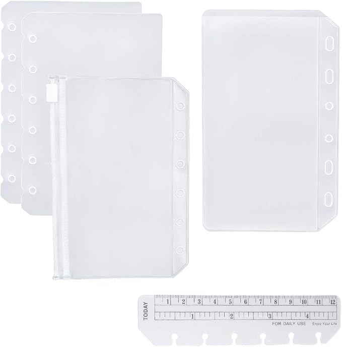 Moterm 2 PCs Page Lifter(Transparent Separator), 1 PC Bookmark Ruler, 1 PC PVC Storage Card Holder and 1 PC Zipper Bag for A7 Planner