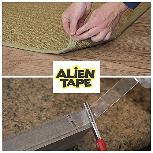 ALIEN TAPE Heavy Duty Double Sided Tape, Nano Tape, Feet Clear Adhesive Tape for Poster Photo Wall Decor As Seen on TV, (4 Rolls - 20 Feet Total)