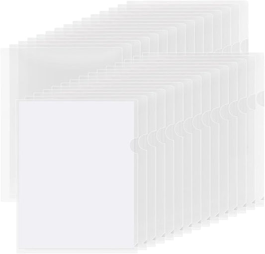 KTRIO Clear Document Folders Project Pockets for 8.5x11 Paper, 48 Pack | Heavy-Duty Clear Project Pockets, Transparent Letter Size Paper Sleeves, L-Shaped Thumb Notch Design, Acid-Free Poly Plastic
