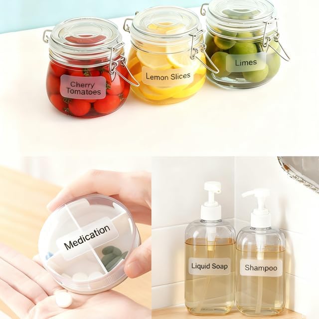 D30 Label Maker Tape Transparent D30 Labels Compatible with Phomemo D30 Thermal Printer, 12x40mm, Self-Adhesive Labeling Tape Print Paper, 3 Rolls/540 PCS