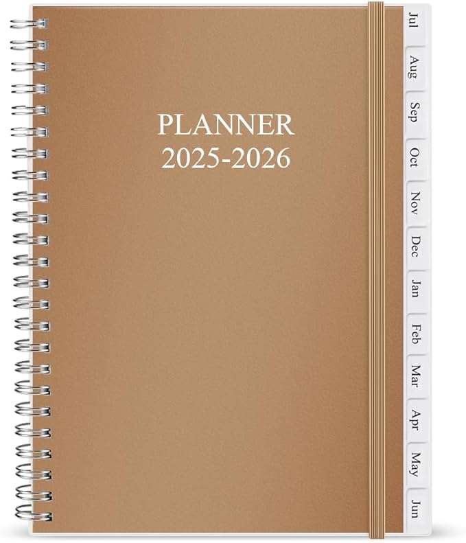 2025-2026 Planner - Planner 2025-2026 for Women & Men, July 2025 - June 2026, Monthly and Weekly Calender with 12 Monthly Tabs, 6.4" x 8.5", Brown