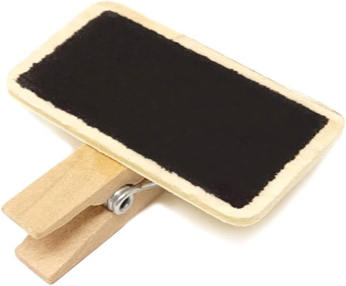 Honbay 30PCS Wooden Mini Rectangle Chalk Board Clips Message Chalk Board Signs for Home Note Taking