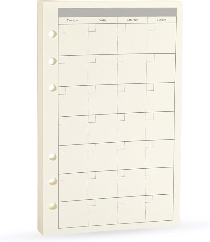 A6 Planner Refill,Month Tracker Spiral Notebook Refill,for 6 Holes Filofax/Personal Journal45sheets/90pages, 100Gsm Quality,Harphia (A6 3.74 x 6.77'',Monthly)