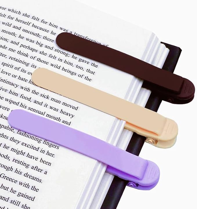 3pcs Silicone Automatic Bookmark, Book Marks for Reading, Cute Unique Book Markers, Smart Bookmarks Clip Book Page Holder for Women, Men, Kids, Book Lovers, Stay in Place and Follow as You Read