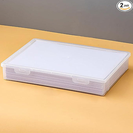 Clear Plastic File Storage Boxes with Lids for Files,Stackable File Box,File Portable Paper Case,Containers for Organizing Paper, Letters, Documents, Art Supplies (Clear-8K for one)