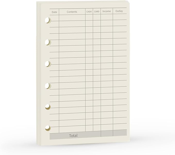 A7 Planner Refill, A7 Agenda Refill Paper Finance Records for 6 Rings Filofax, Accounting Design Inserts, 6 Holes/100gsm,Pocket Size 4.84 x 3.23'', Harphia