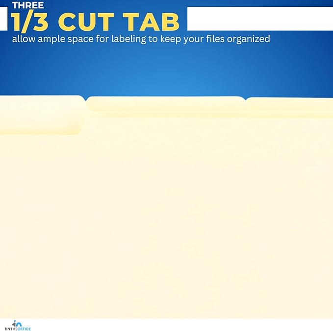 1InTheOffice Colored File Folders Letter Size, Top-Tab File Folders, 3 Tab, 5 Assorted Pastel, 24/Pack