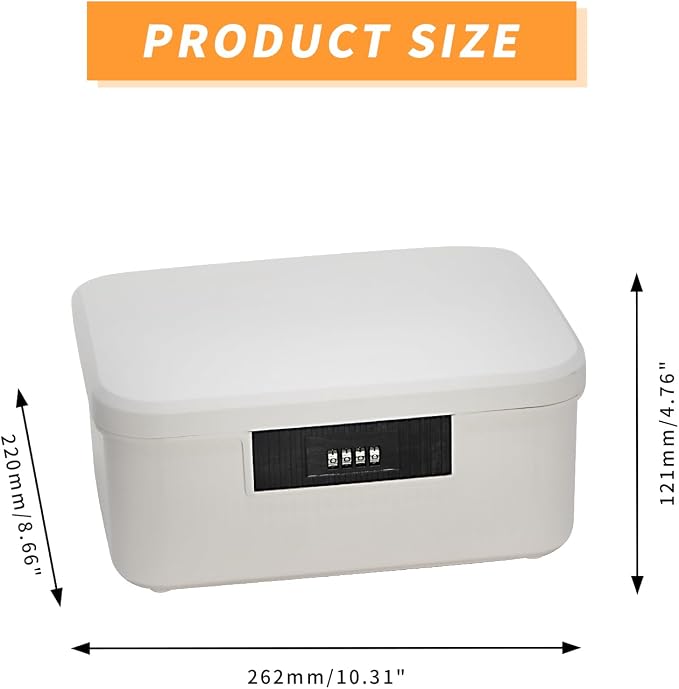 AnRui 2.3 Gallon Lockable Storage Container Bin, Portable Plastic Safe Box with Lock Usable As Item Organizer, Art Craft Or Office File Storage (Milk White)