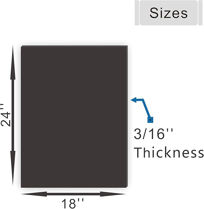 Black Poster Board 18 x 24 in, ZXUNLIEH 12 Pack Foam Poster Board, Foam Core Sheets, Double Sided Puzzle Board, Vision Board for Crafts, Frame, Signage, School Projects, Displays & Events