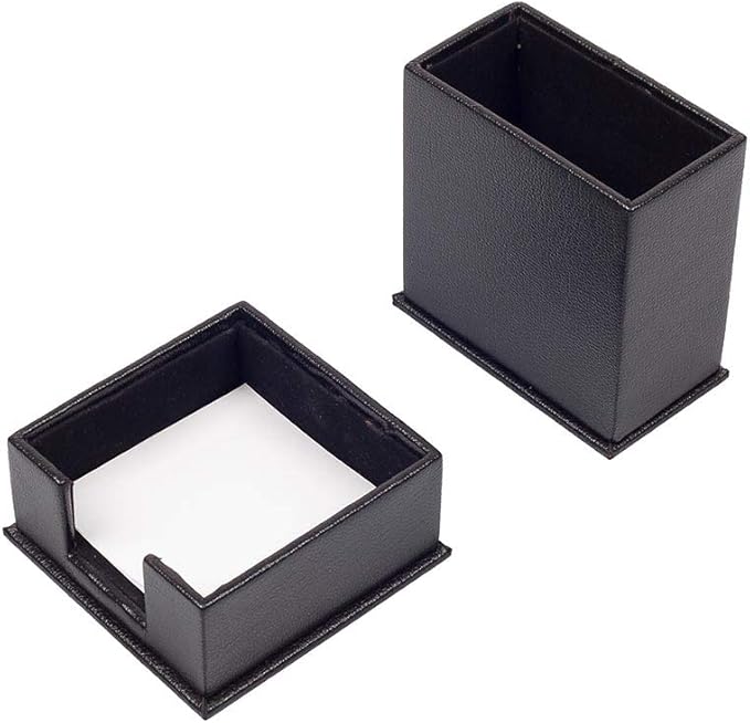 MOOGCO Leather Document Tray - Pen Holder - Note Paper Holder -3 Accessories-Desk Organizer - Office Desk Accessories - Desktop Storage - 3 PCS (BLACK)