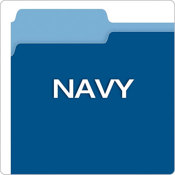 Pendaflex 15213NAV Colored File Folders, 1/3 Cut, Letter Size, Navy, 100/Box