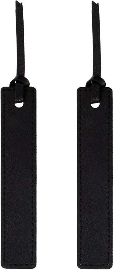 2Pcs Leather BookPage Marks Handmade Stitched Book Marker Reading Gift with Rope Tassel for Women Men Book Lover Reader (Black)