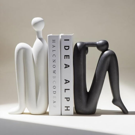 Book Ends Decorative for Shelves- Modern Bookends for Bookshelf Decor, Heavy Duty Book Holder and Book Stopper, Stylish Shelf Decorations and Bookends for Shelves