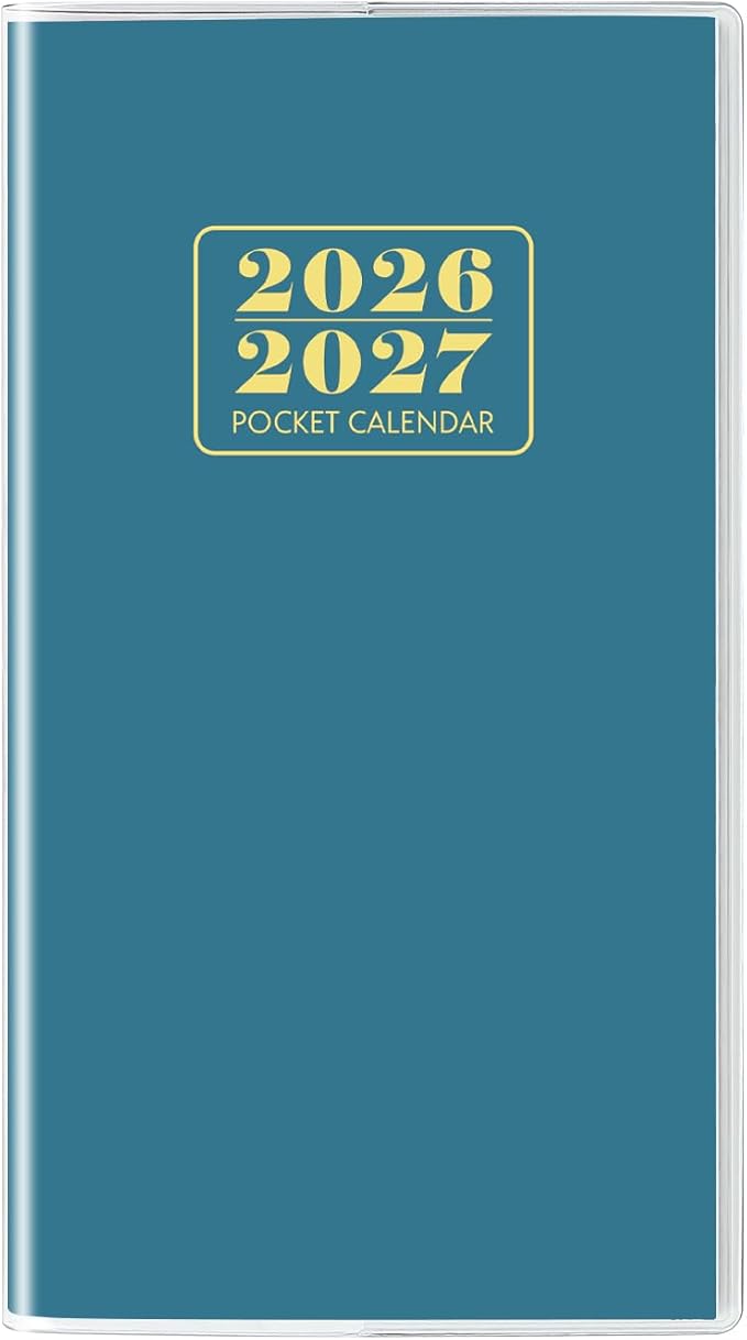 Pocket Calendar 2026-2027, Purse Monthly Planner, Runs from January 2026 Until December 2027, 3.7" x 6.7", Pocket Calendar with PVC Cover for Planning, Organizing and Office - Dark Blue