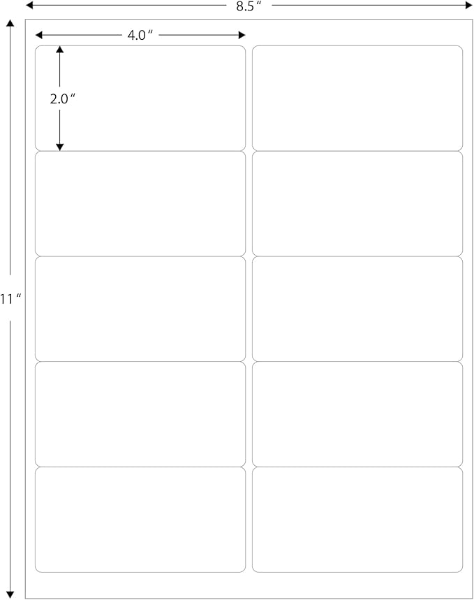 Blank Labels Address Shipping Labels, 2" x 4" Permanent White Matte Label, Inkjet and Laser Printer Guaranteed Made in USA, 10 Labels Per Sheet- 2000 Sheets - 20,000 Labels