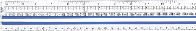 Westcott Data Processing Magnifying Ruler, 2X Magnification, 1/16-Inch & Tenths Scales, Back-to-School, School Supplies, Classroom Supplies, 12-Inch