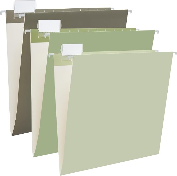 Y YOMA 6 Pack Gradient Hanging File Folders Letter Size Decorative Hanging Folder Pretty File Folder Organizer for Filing Cabinet Office Home with 1/5-Cut Adjustable Tabs, Leaf Green
