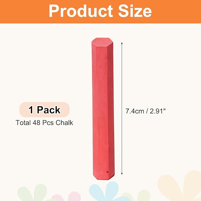 PATIKIL 48 PCS Chalkboard Chalk, Dustless Chalk Small Bulk Colored Thin for Chalkboard Blackboard Teacher Classroom Adults Indoor Home Office Supplies, Red