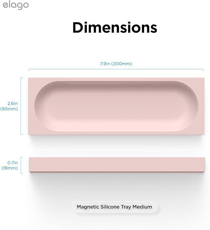elago Smart Magnetic Desk Mat Pencil Tray – Soft Silicone Organizer for Office Supplies, AirPods, Glasses, Pens – Noise-Free, Non-Slip, Washable, Item for Desk Management [Medium] (Lovely Pink)